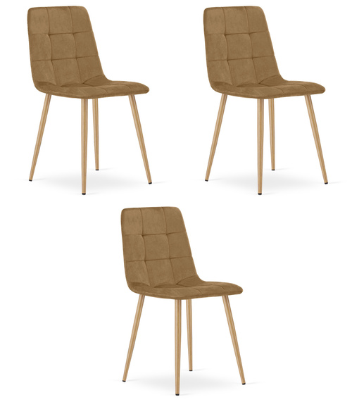 Krzesło KARA - brązowy aksamit / nogi kolor drewna x 3