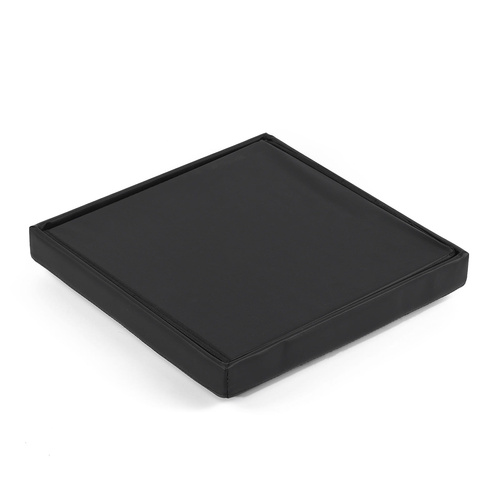 Pufa składana L z guzikami - 38x38x38cm ekoskóra czarna