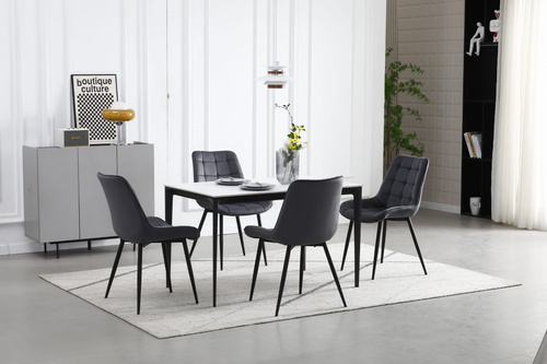 Krzesło BERA - ciemny szary aksamit / nogi czarne x 4