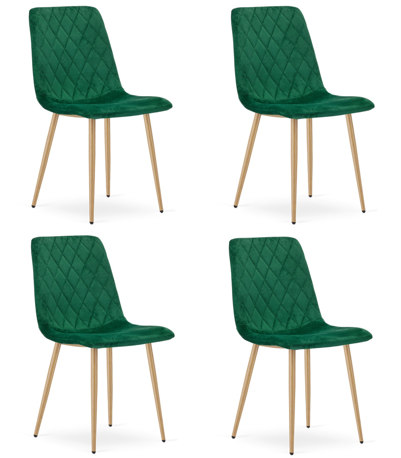 Krzesło TURIN - ciemna zieleń aksamit / nogi kolor drewna x 4