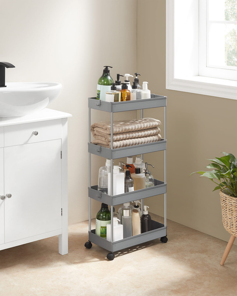 Szafka na kółkach 4 półki szara - KSC010G01