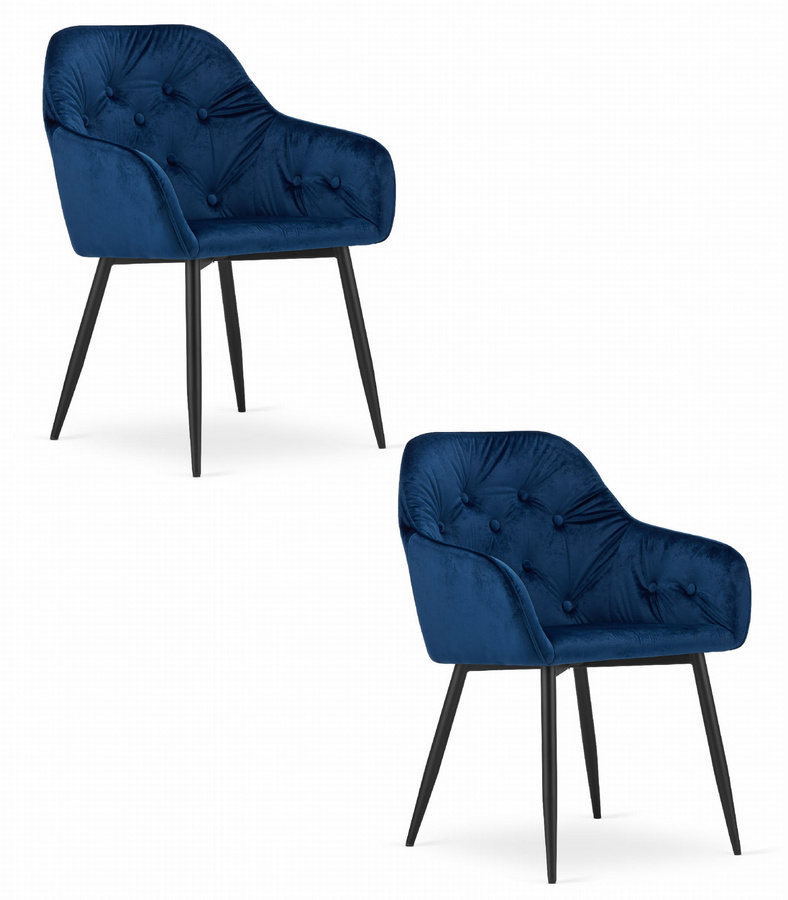Krzesło FORIO - granat aksamit / nogi czarne x 2