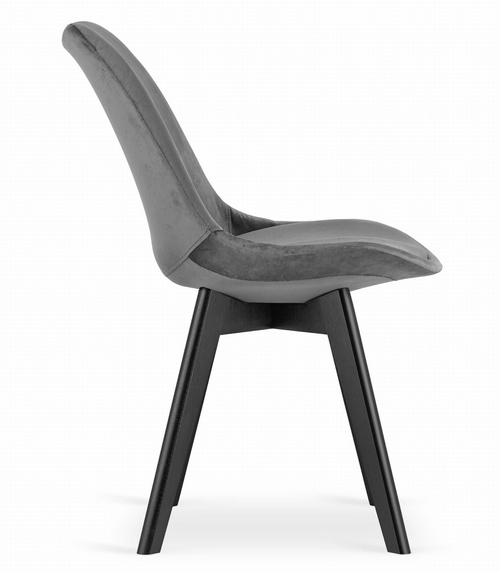 Krzesło NORI - szary ciemny aksamit - nogi czarne x 1