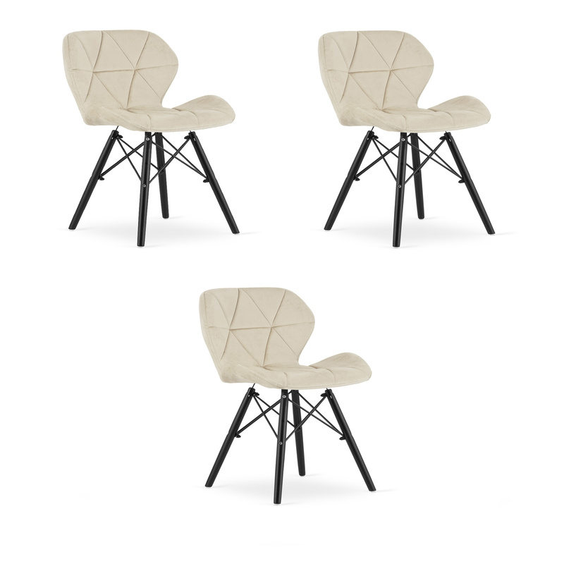 Krzesło LAGO Aksamit - beż / nogi czarne x 3