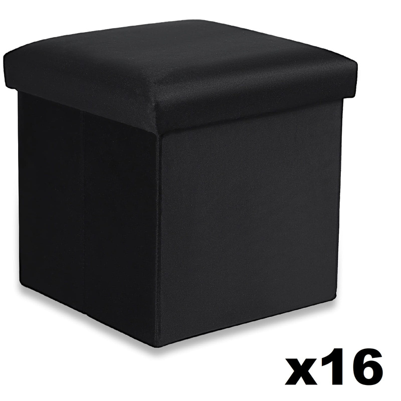 Pufa składana M - 30x30x30cm aksamit czarna x 16