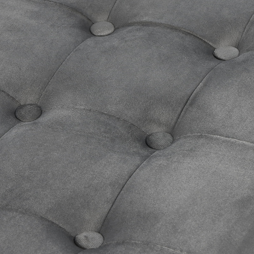 Pufa składana XL z guzikami - 60x38x38cm aksamit szara