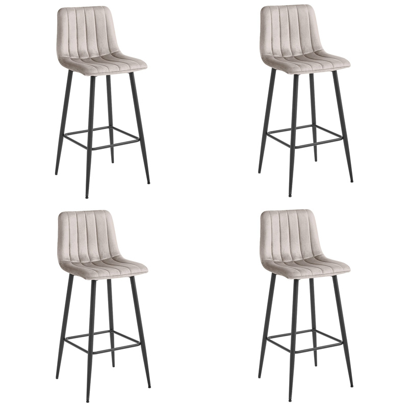 Hoker POZZA - aksamit ciemny beż / nogi czarne x 4