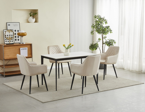 Krzesło NANA - beż aksamit / nogi czarne x 2