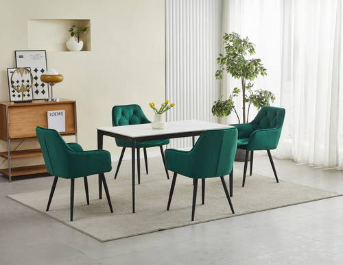 Krzesło JORK - ciemna zieleń aksamit / nogi czarne x 2