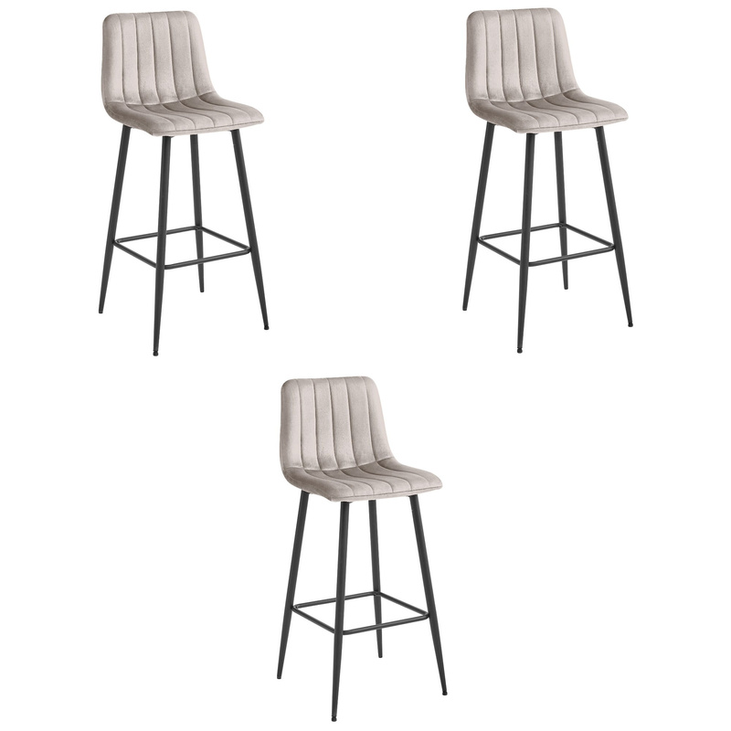 Hoker POZZA - aksamit ciemny beż / nogi czarne x 3