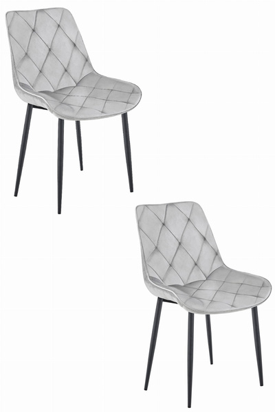 Krzesło TOR - aksamit srebrno-szary / nogi czarne x 2