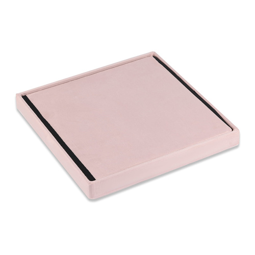 Pufa składana L z guzikami - 38x38x38cm aksamit róż x 8