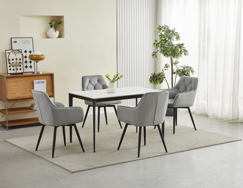 Krzesło JORK360 - aksamit srebrno-szary / nogi czarne x 1