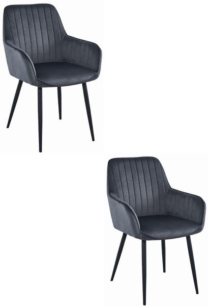 Krzesło SOLDEN - aksamit ciemny szary / nogi czarne x 2