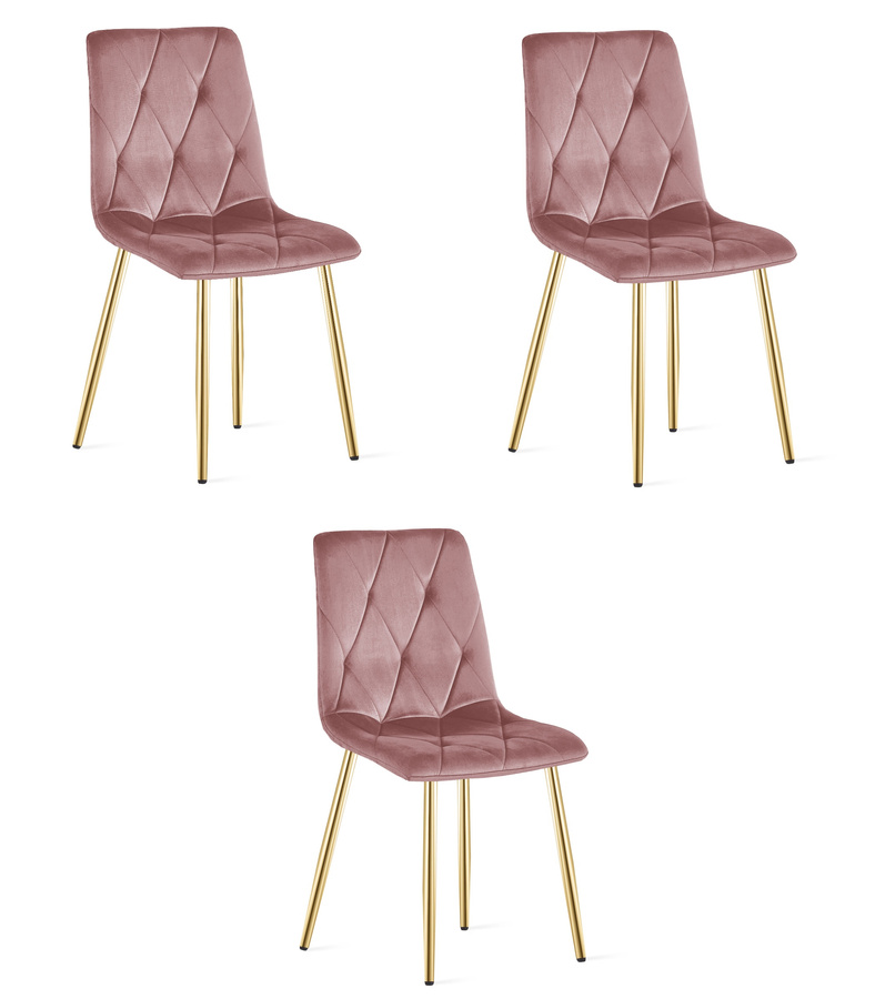 Krzesło LIBRA - różowy aksamit / nogi kolor złoty x 3