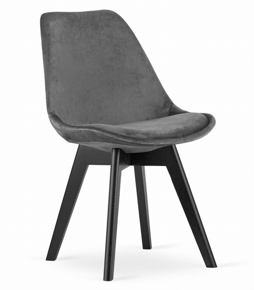 Krzesło NORI - szary ciemny aksamit - nogi czarne x 3