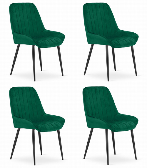 Krzesło LARY - ciemna zieleń aksamit x 4