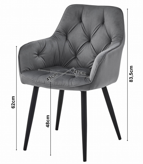 Krzesło JORK - róż aksamit / nogi czarne x 1