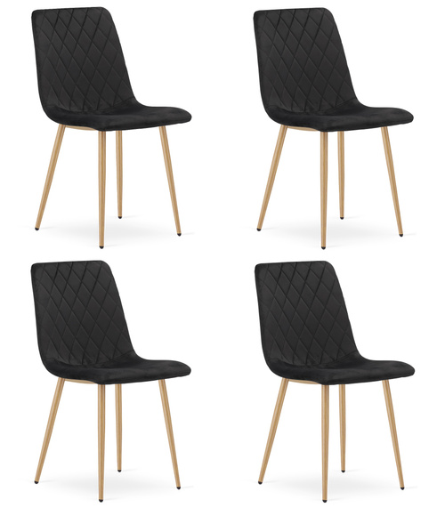 Krzesło TURIN - czarny aksamit / nogi kolor drewna x 4