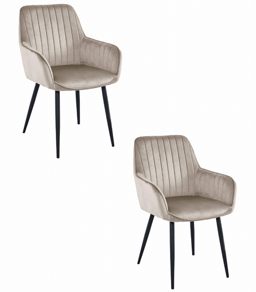 Krzesło SOLDEN - aksamit ciemny beż / nogi czarne x 2