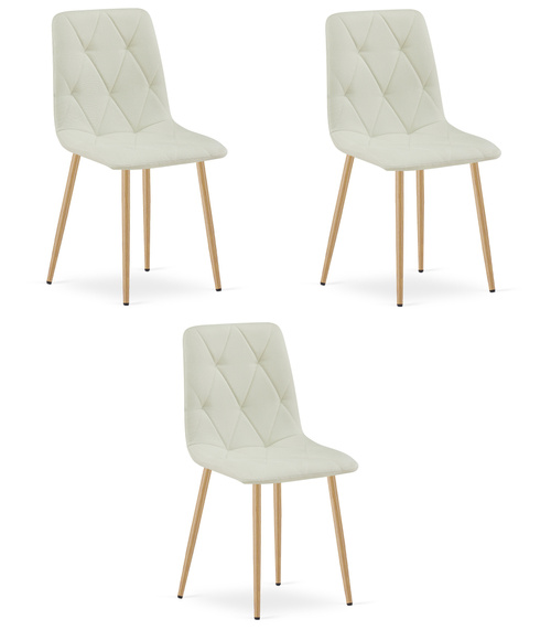 Krzesło LIBRA - beż materiał / nogi kolor drewna x 3