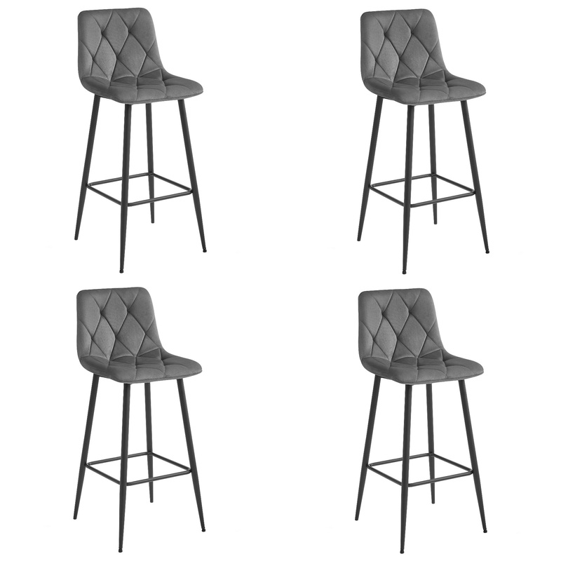 Hoker NADO - ciemny szary aksamit / nogi czarne x 4