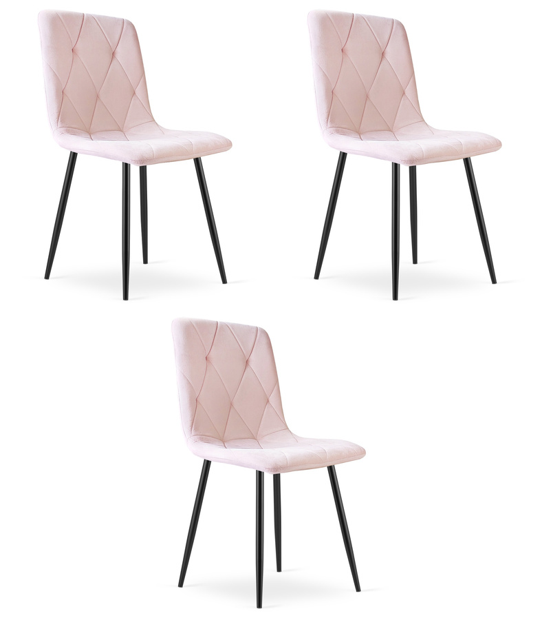 Krzesło LIBRA - jasny róż aksamit / nogi czarne x 3