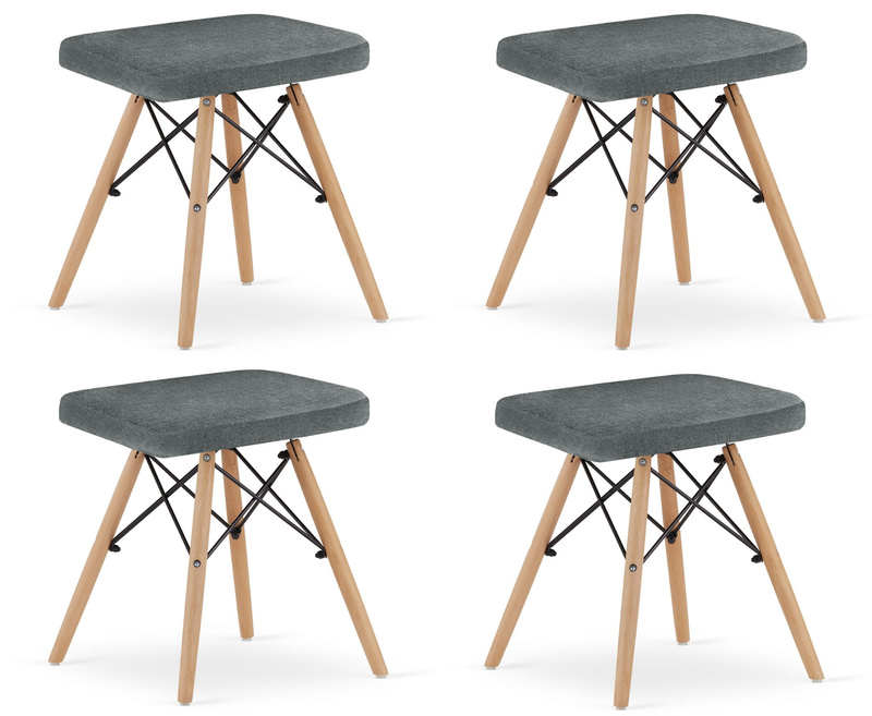 Taboret WERK - szary materiał / nogi naturalne x 4