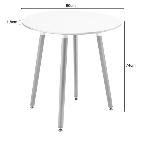Zestaw Stół KAMI Okrągły 60cm - biały / naturalne nogi + 2 krzesła WAT szare / nogi naturalne