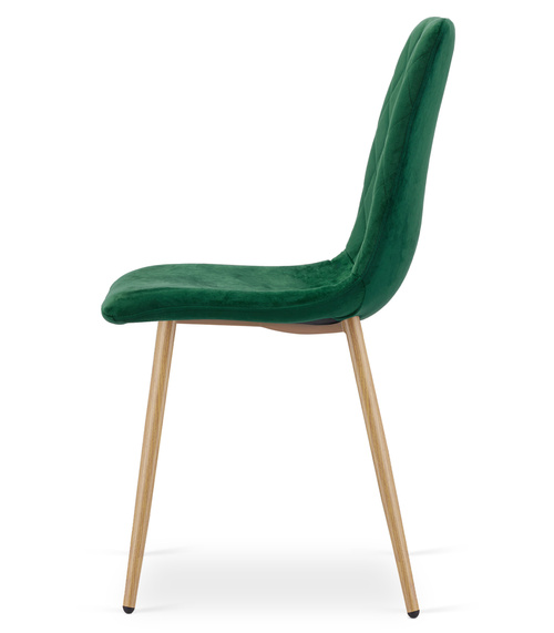 Krzesło TURIN - ciemna zieleń aksamit / nogi kolor drewna x 4