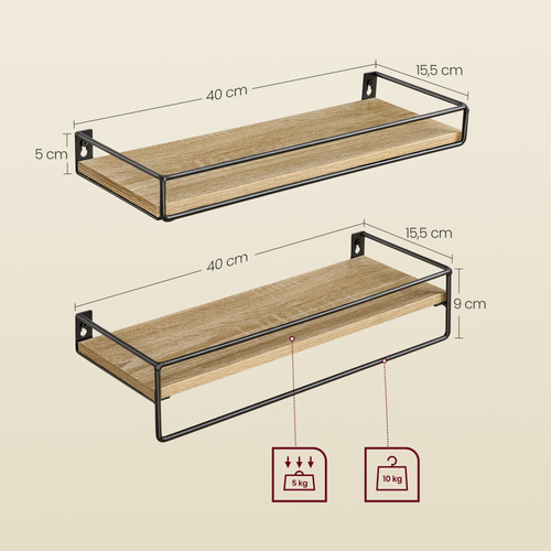 Zestaw 2 półek - sonoma - LWS441B11