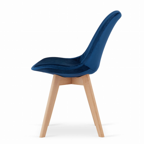 Krzesło NORI - niebieski aksamit - nogi naturalne x 4
