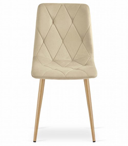 Krzesło LIBRA - jasny beż aksamit / nogi kolor drewna x 1