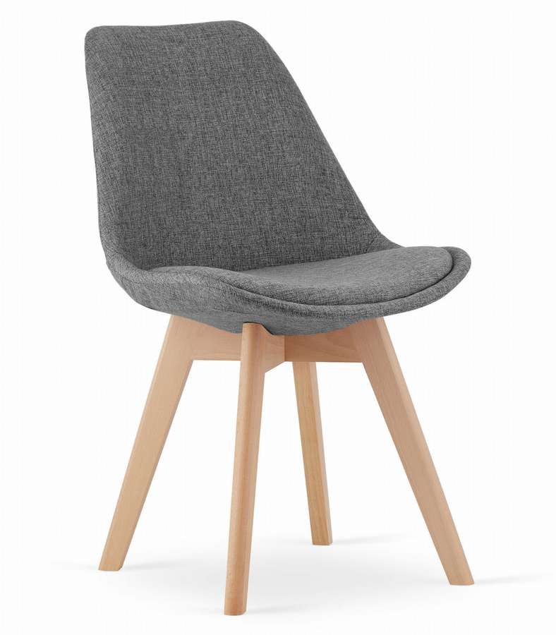 Krzesło NORI - szary materiał bez guzików - nogi naturalne x 1