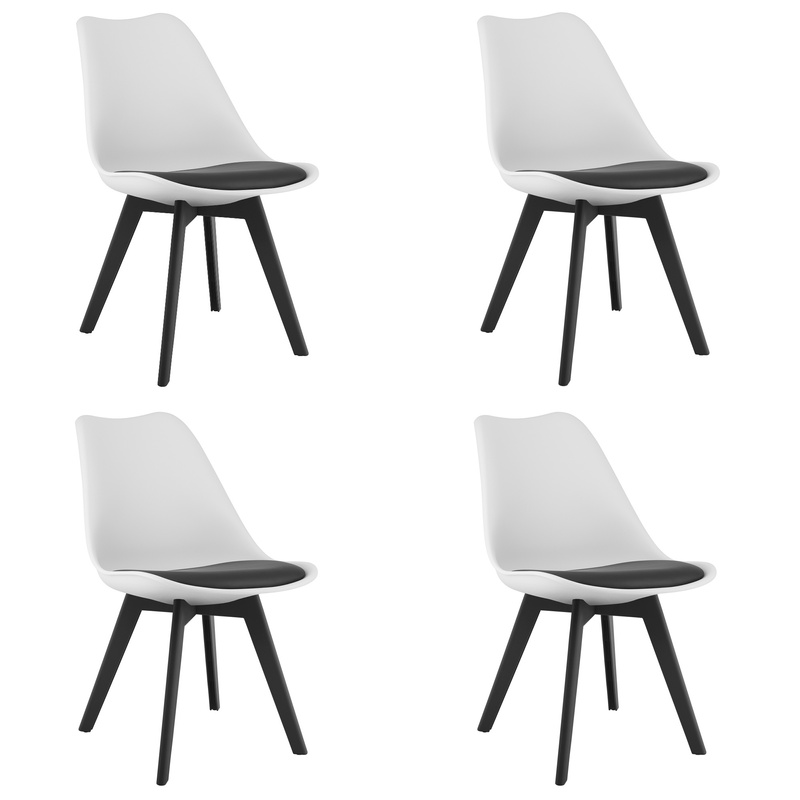 Krzesło MARK biało czarne / nogi czarne x 4