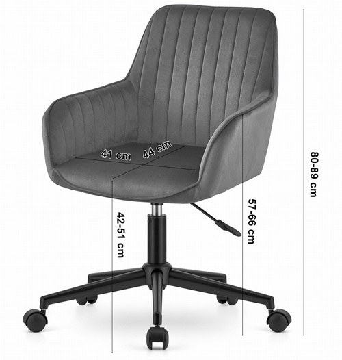 Fotel obrotowy ROXY - ciemny szary aksamit