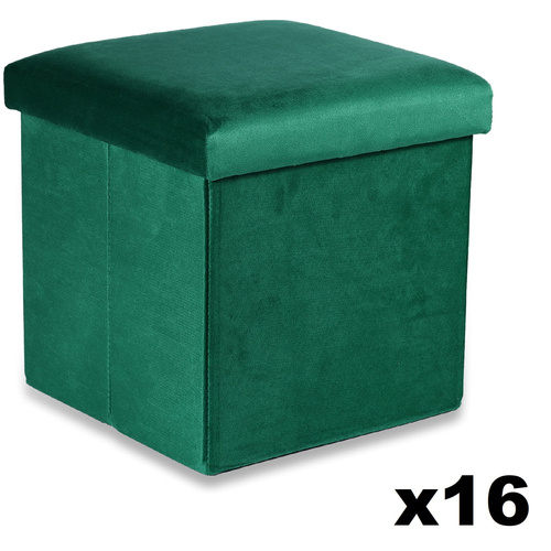 Pufa składana M - 30x30x30cm aksamit zielony x 16