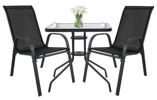 Stół kwadratowy ISLAND 60cm + 2x Krzesło SOFIA czarne