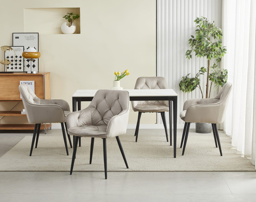 Krzesło JORK - ciemny beż aksamit / nogi czarne x 2