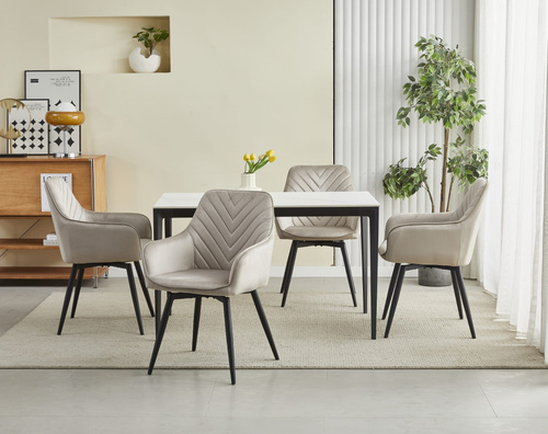 Krzesło NANA360 - ciemny beż aksamit / nogi czarne x 2