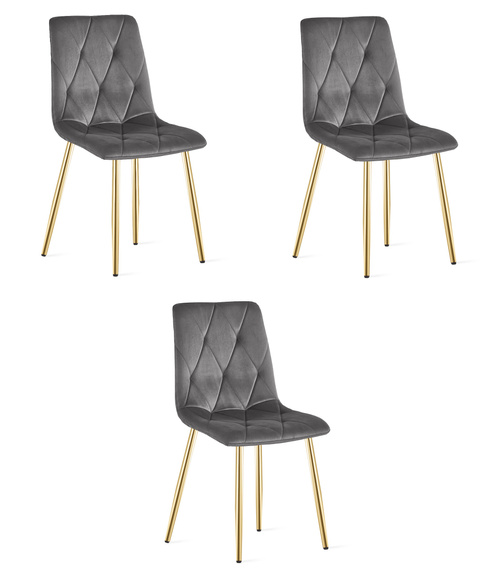 Krzesło LIBRA - ciemny szary aksamit / nogi kolor złoty x 3