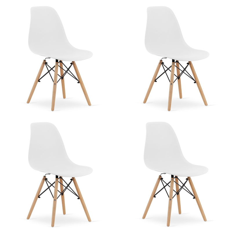 Krzesło OSAKA białe / nogi naturalne x 4