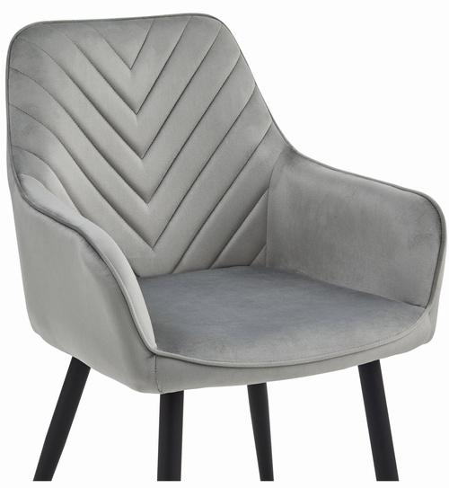 Krzesło NANA - aksamit srebrno-szary / nogi czarne x 2