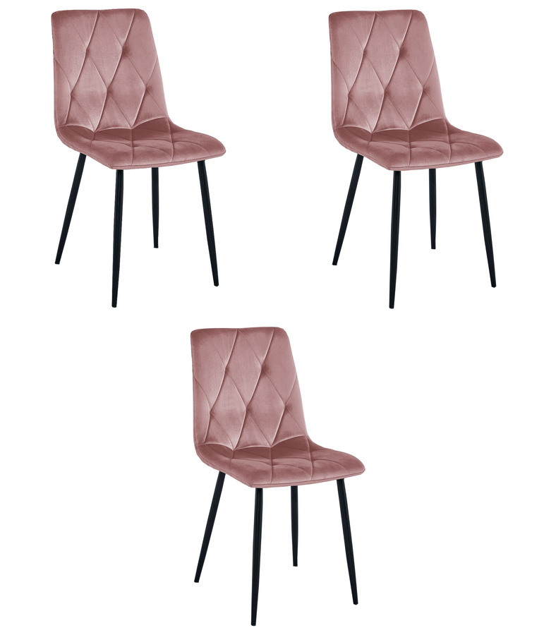 Krzesło LIBRA - róż aksamit / nogi czarne x 3