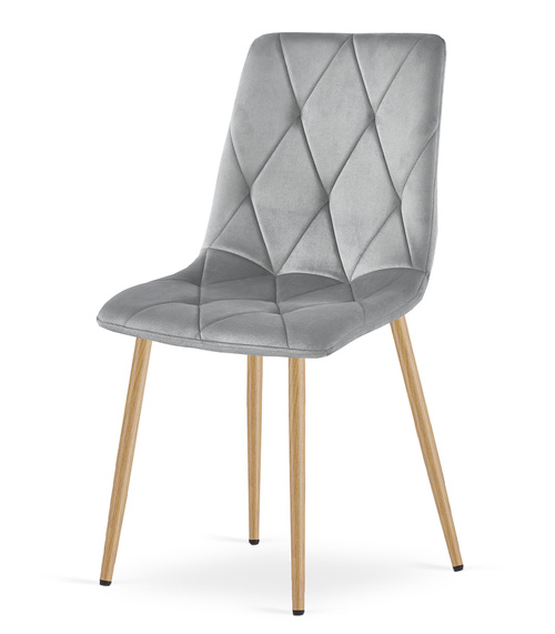 Krzesło LIBRA - jasny szary aksamit / nogi kolor drewna x 4