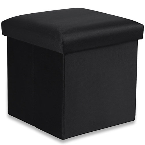 Pufa składana M - 30x30x30cm aksamit czarna