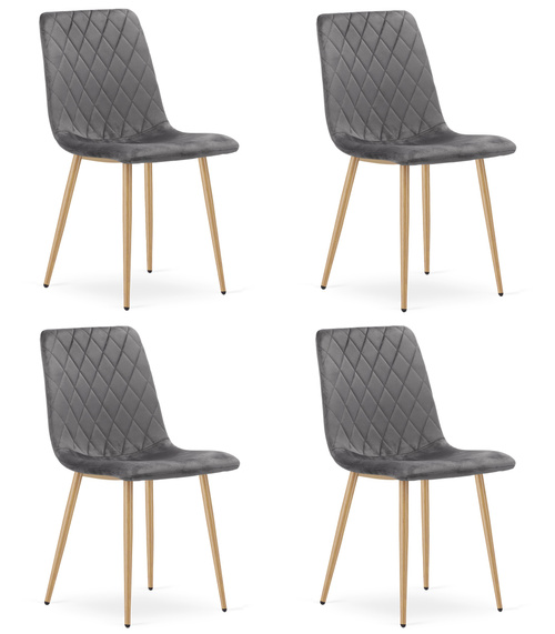 Krzesło TURIN - ciemny szary aksamit / nogi kolor drewna x 4