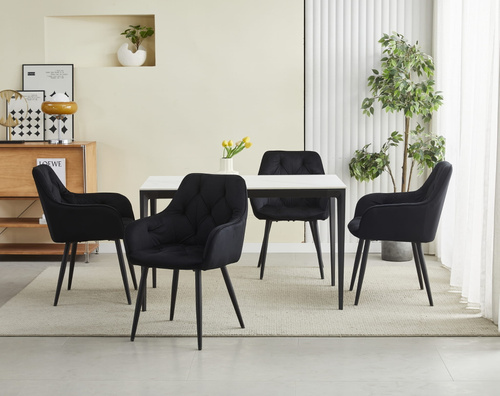 Krzesło JORK - czarny aksamit / nogi czarne x 2