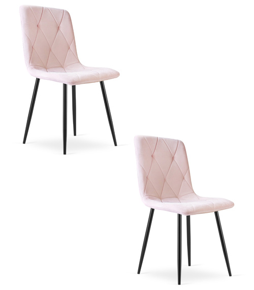 Krzesło LIBRA - jasny róż aksamit / nogi czarne x 2