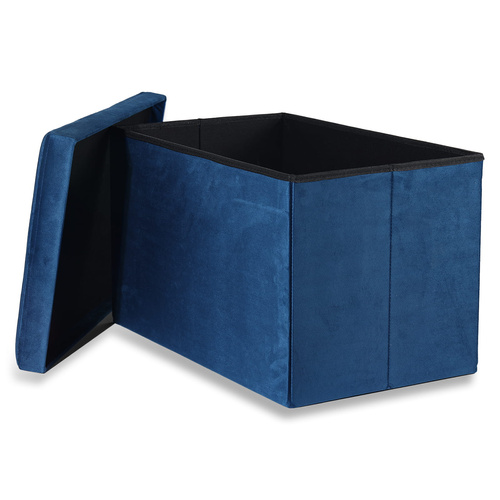 Pufa składana XL z guzikami - 60x38x38cm aksamit granat x 4